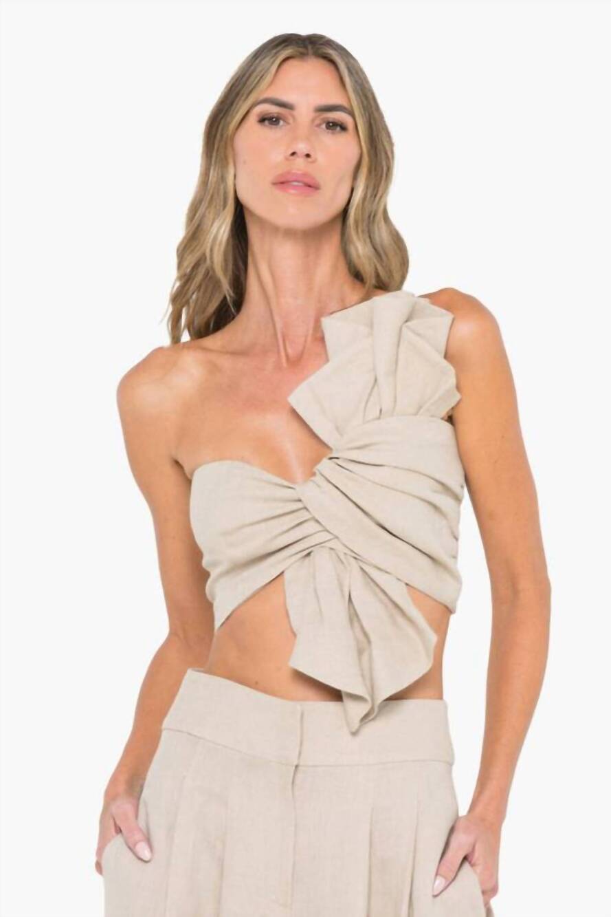 NEW JBQ oyster cropped top in safari